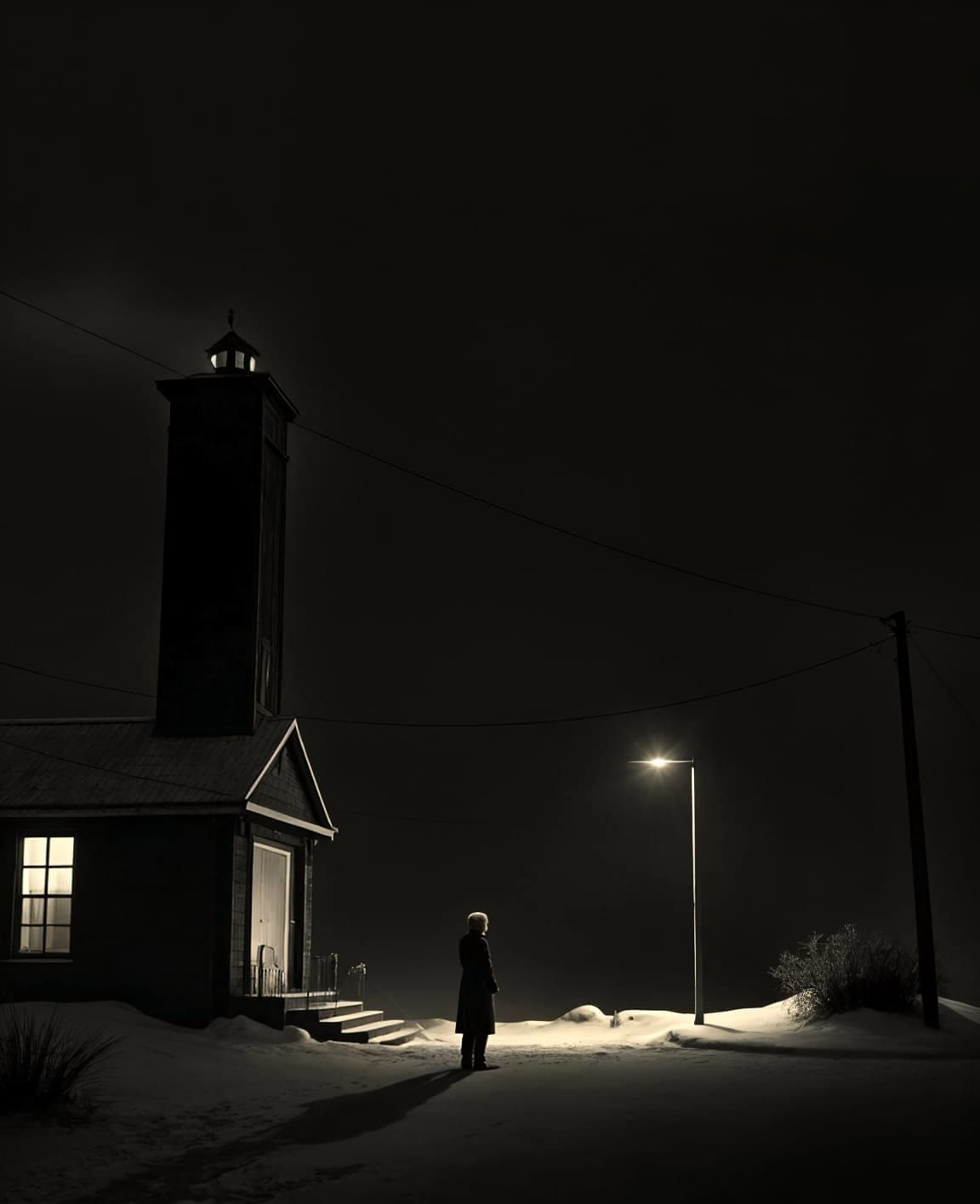 The Sound of Silence Lyrics Poster in Black and White