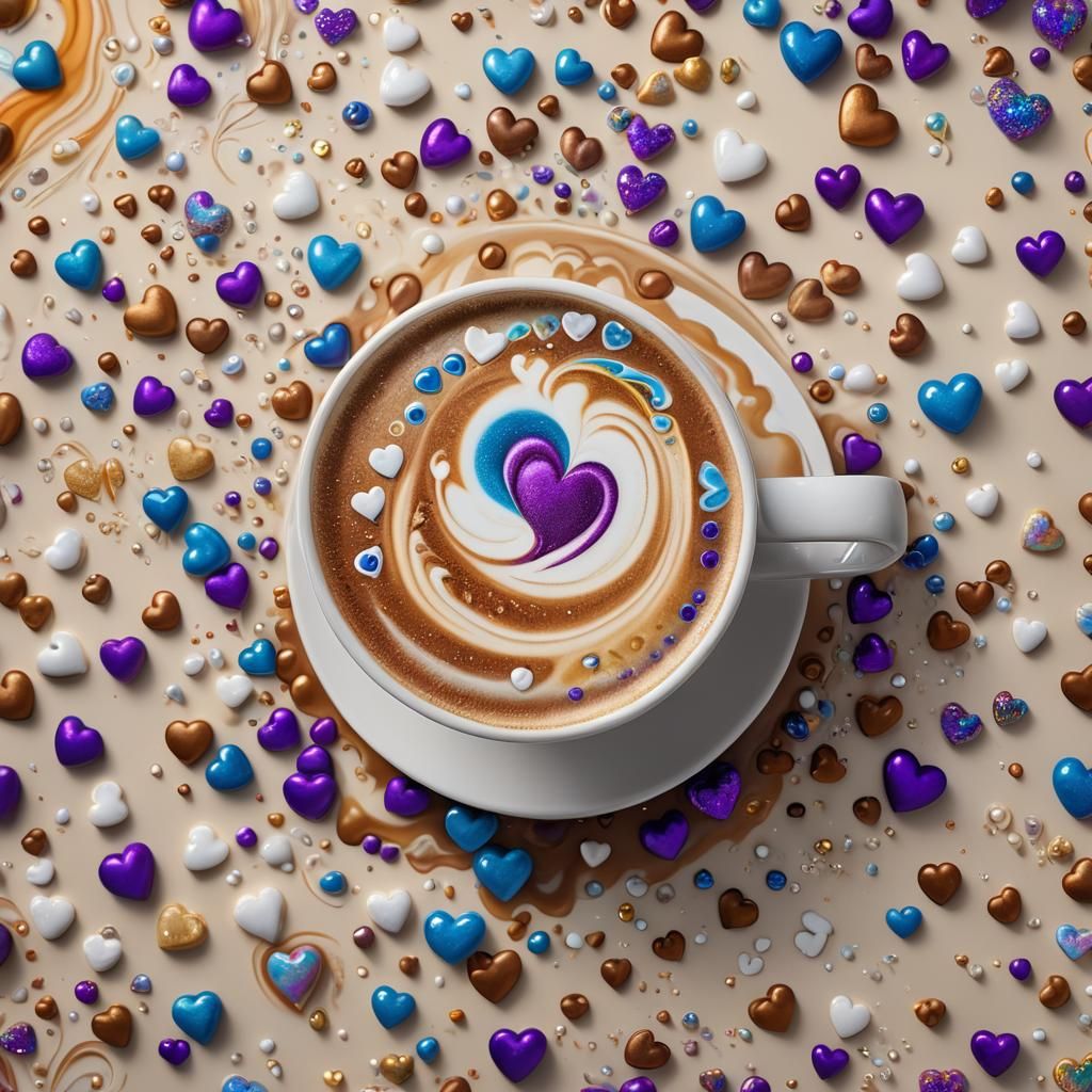 Latte Art with Hearts and Rainbows: Whimsical Fantasy