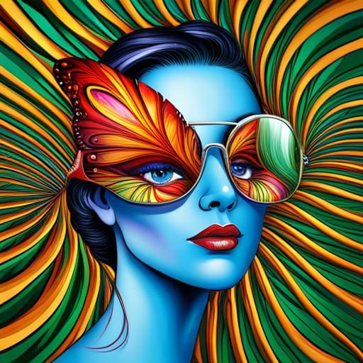 Butterfly Wing Eyeglasses with Abstract Fractal Design