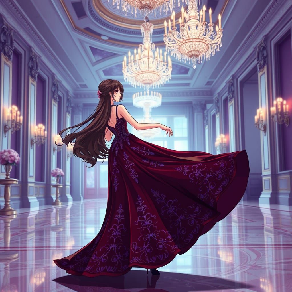 Girl Dancing in Ballroom, Studio Trigger Anime Style
