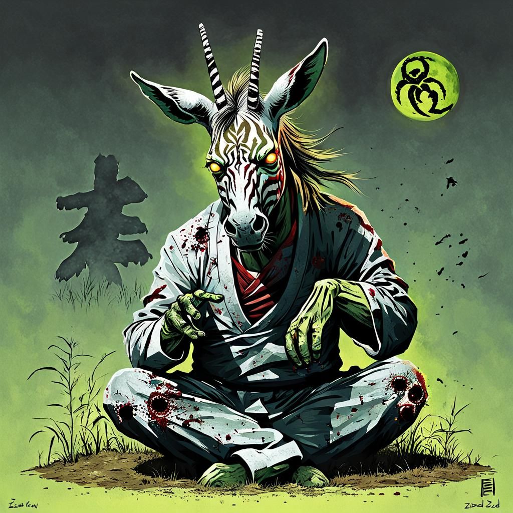 Surrealist Zombie Zen Zone in Dark Gothic Style
