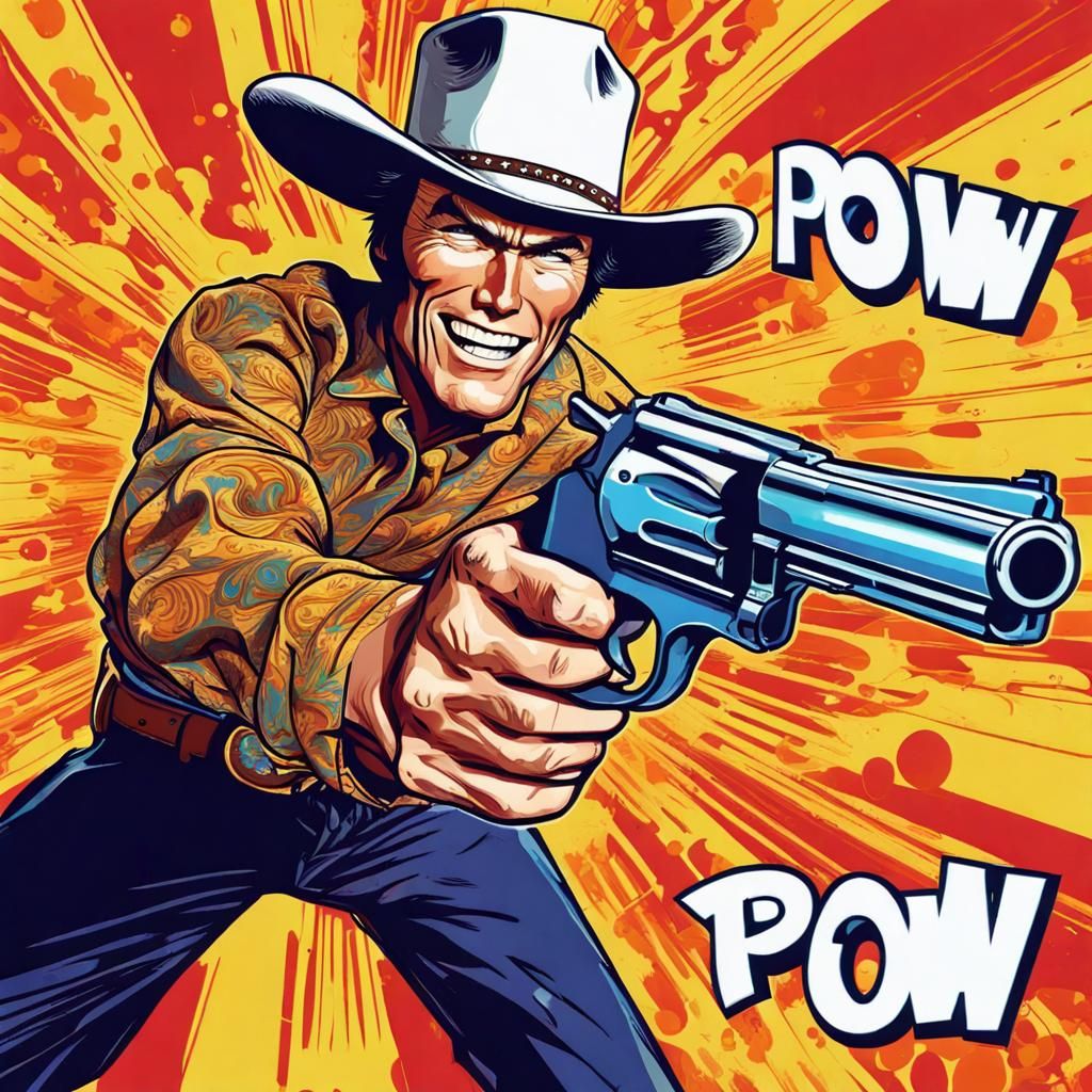 Pop Art Cowboy with Revolver