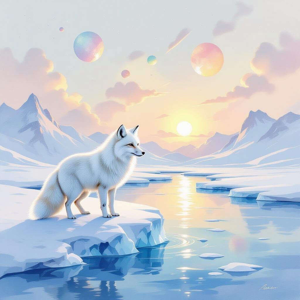 Arctic Fox in Ethereal Landscape