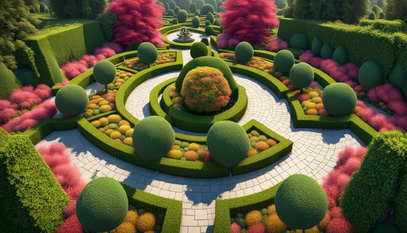 Dancing Hedges in a Colorful Topiary Garden