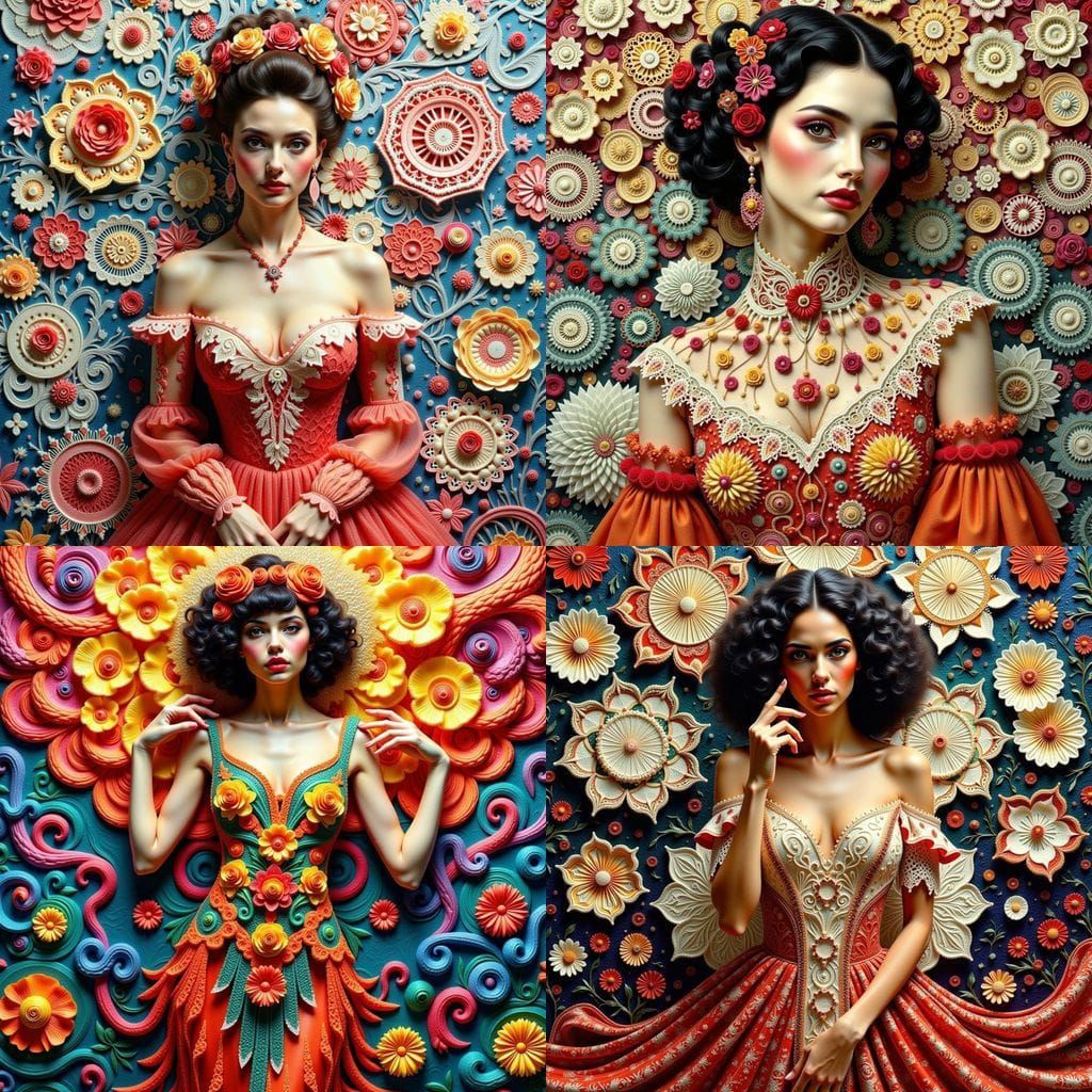 Surreal Arts and Crafts Woman with Unique Textures