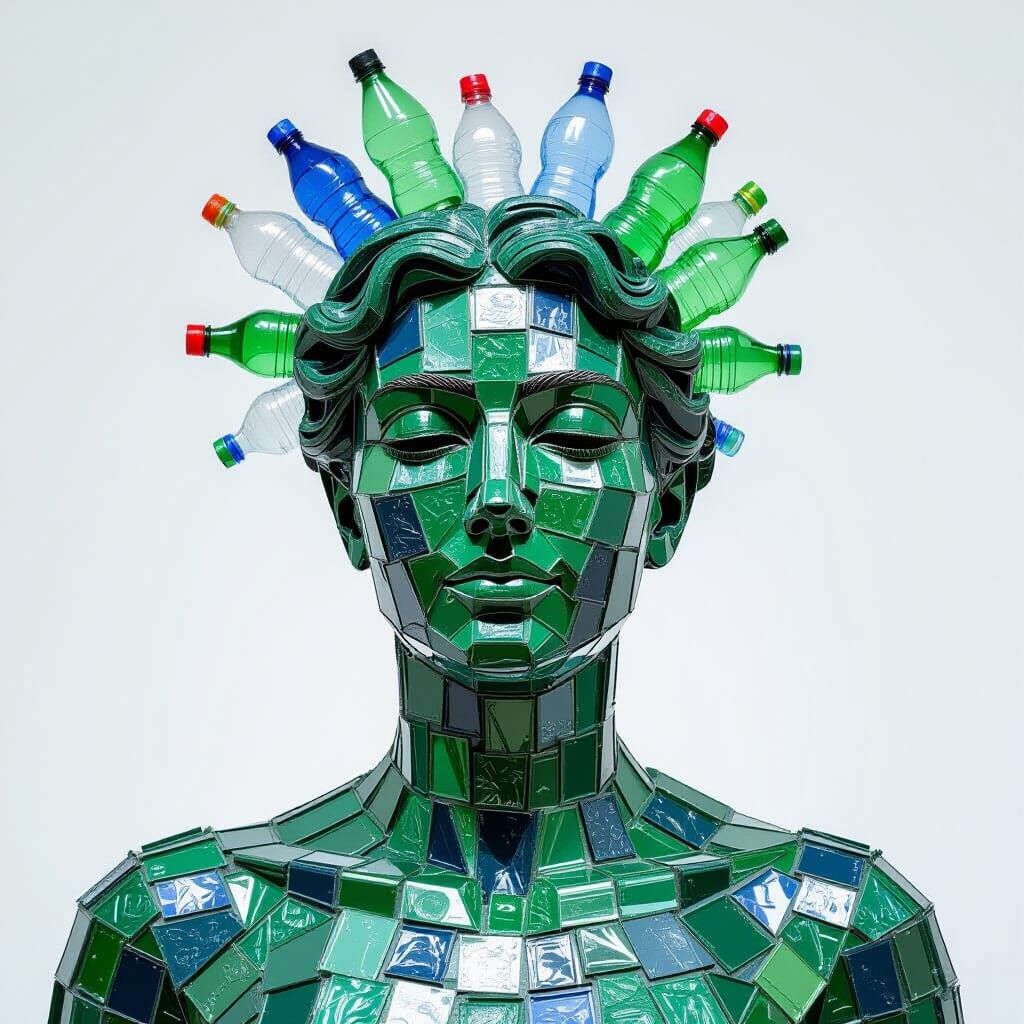 Vulcan Statue Made of Recycled Plastic Bottles