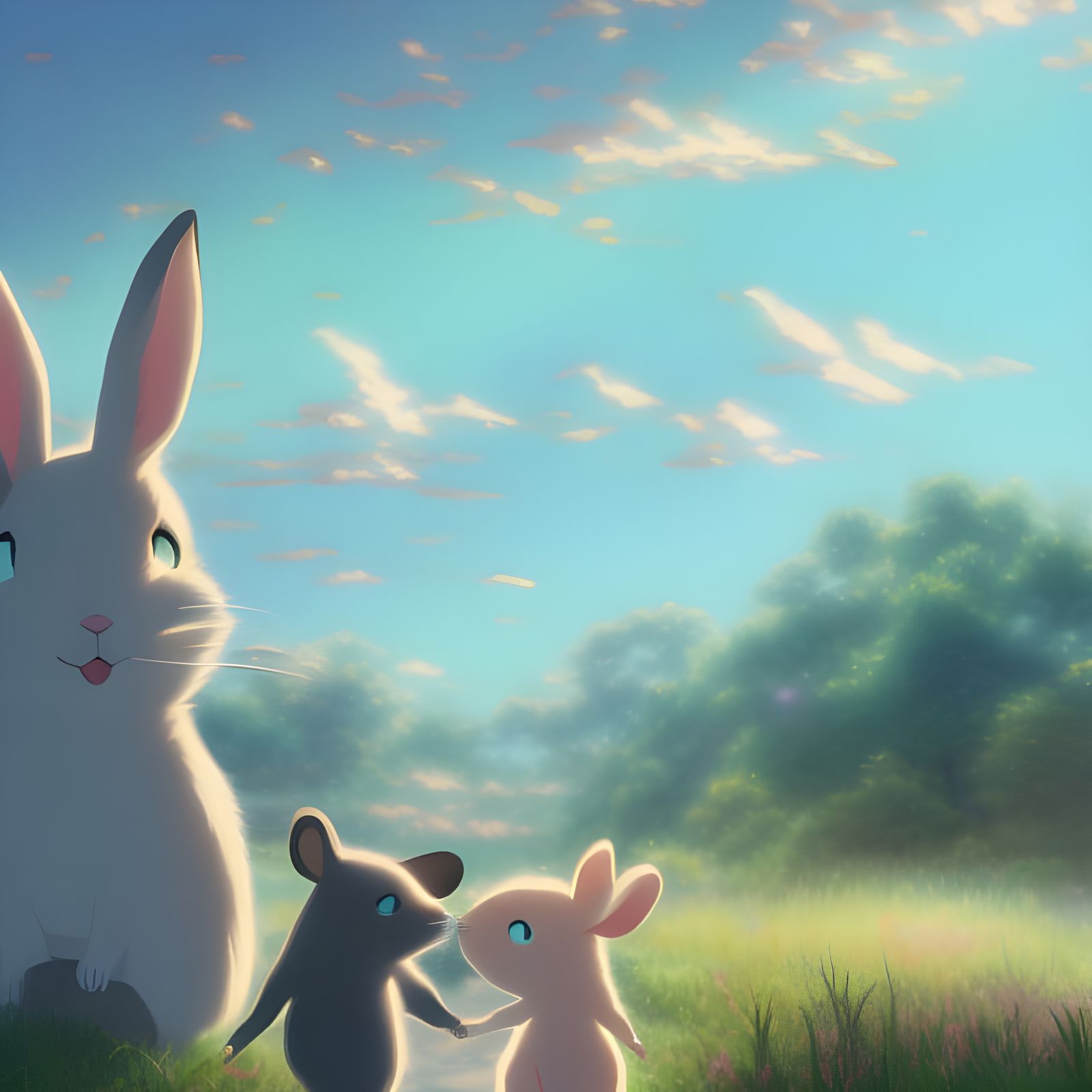 Anime Rabbit and Mouse Journey Home