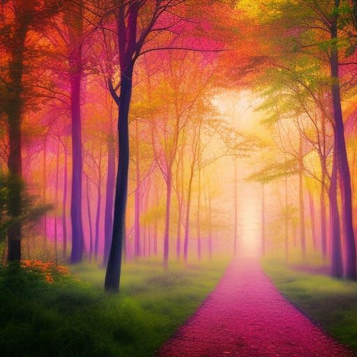Ethereal Enchanted Forest in Pastel Colors