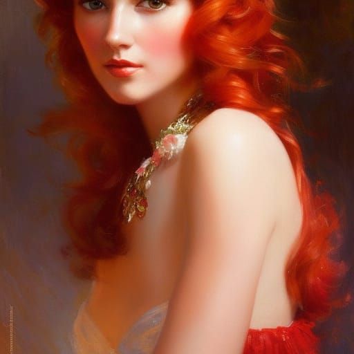 Gorgeous Redhead Portrait in Fantasy Art Style