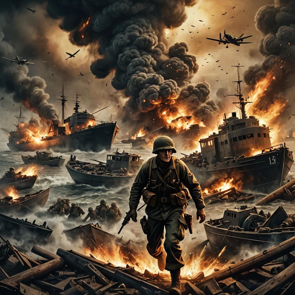 WWII Soldier in Epic Battle: Sinister Digital Art