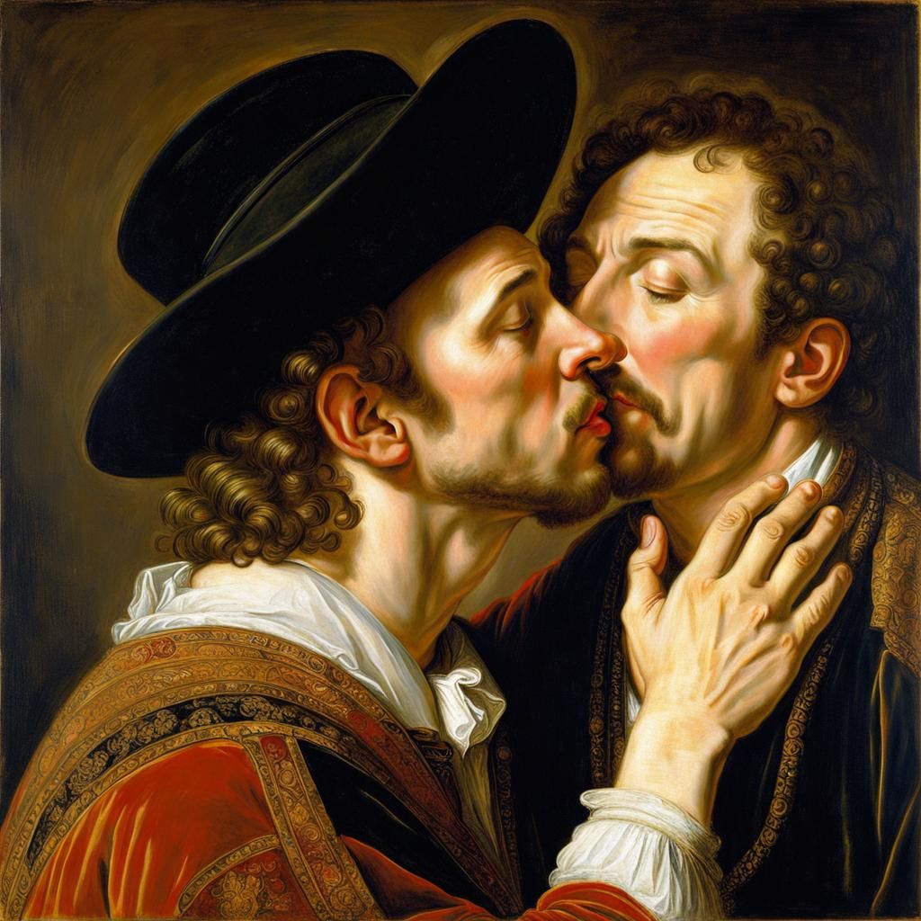 The Kiss: A Rembrandt-Inspired Rendition