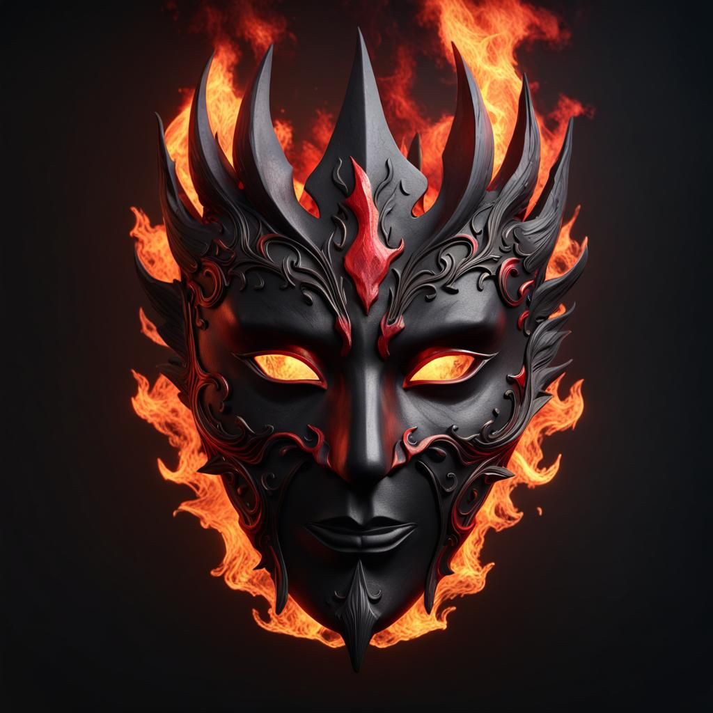 Corrupted Theatre Mask in 3D Game Cinematic Style