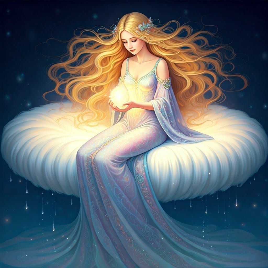 Goddess of Dreams Holding Light, Dreamlike Impression