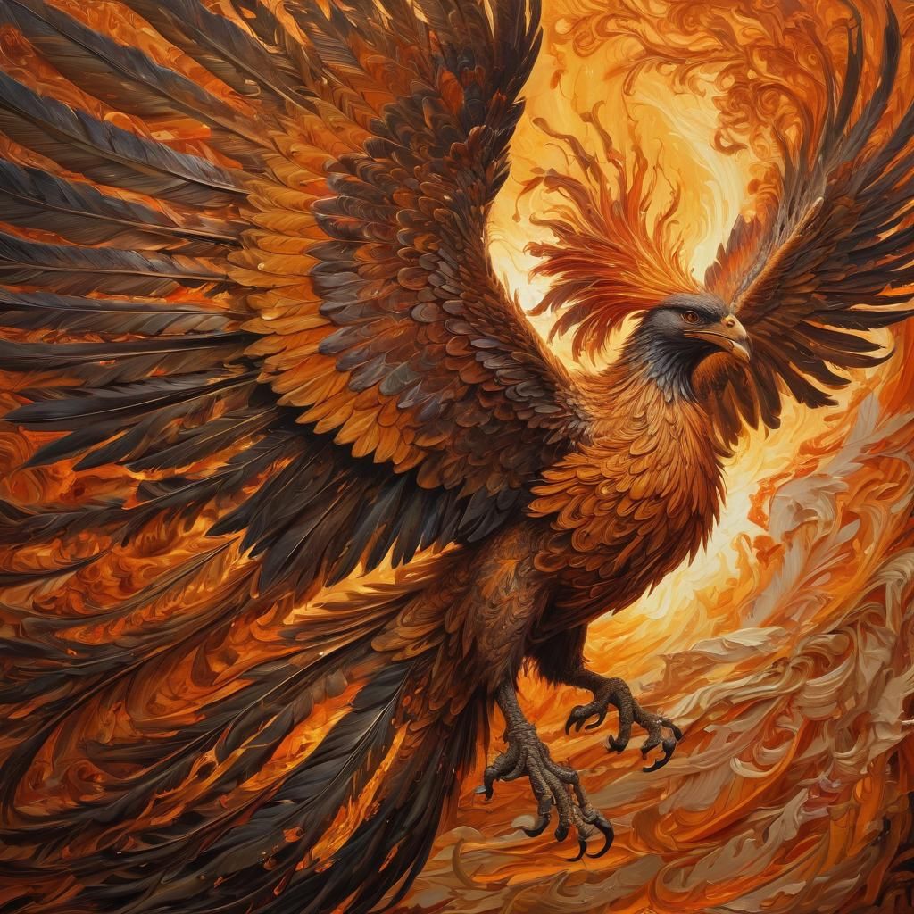 Phoenix Rising: A Fantastical Oil Painting