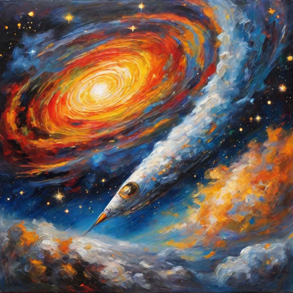 Abstract Galaxy Landscape in Post-Expressionist Style