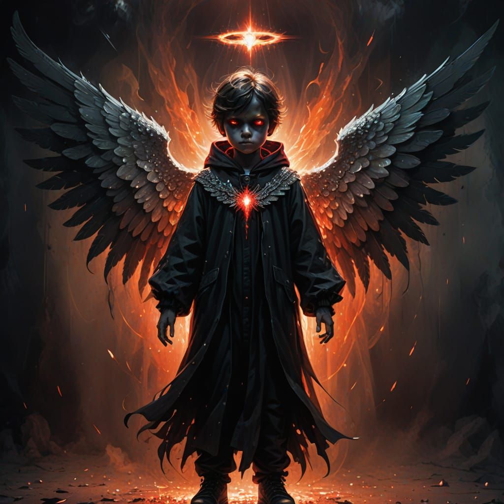 Sinister Angel Child in Dark Abstract Style