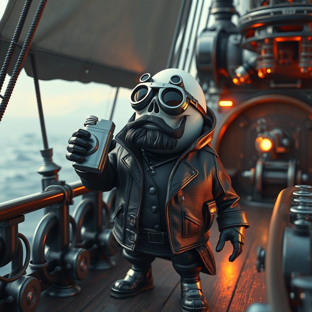 Pirate Egg on Sci-Fi Ship as 3D Render