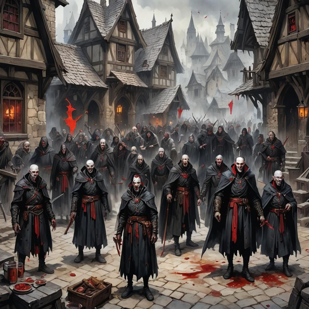 Vampire Horde from D&D Curse of Strahd as Watercolor