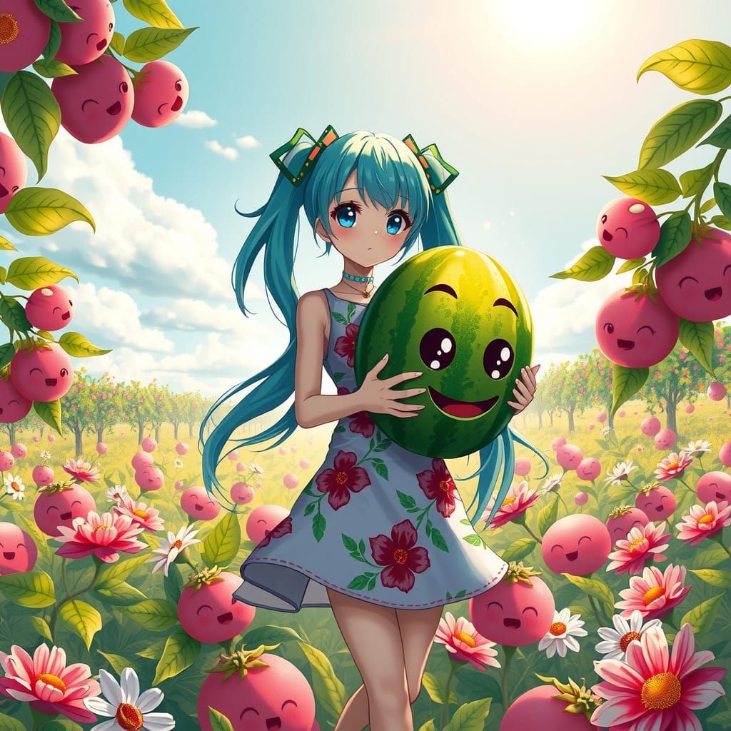 Hatsune Miku in Whimsical Summer Garden