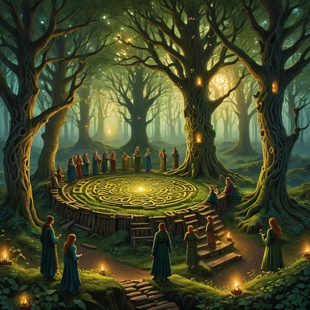 Whimsical Sídhe Gather in Celtic Ringfort