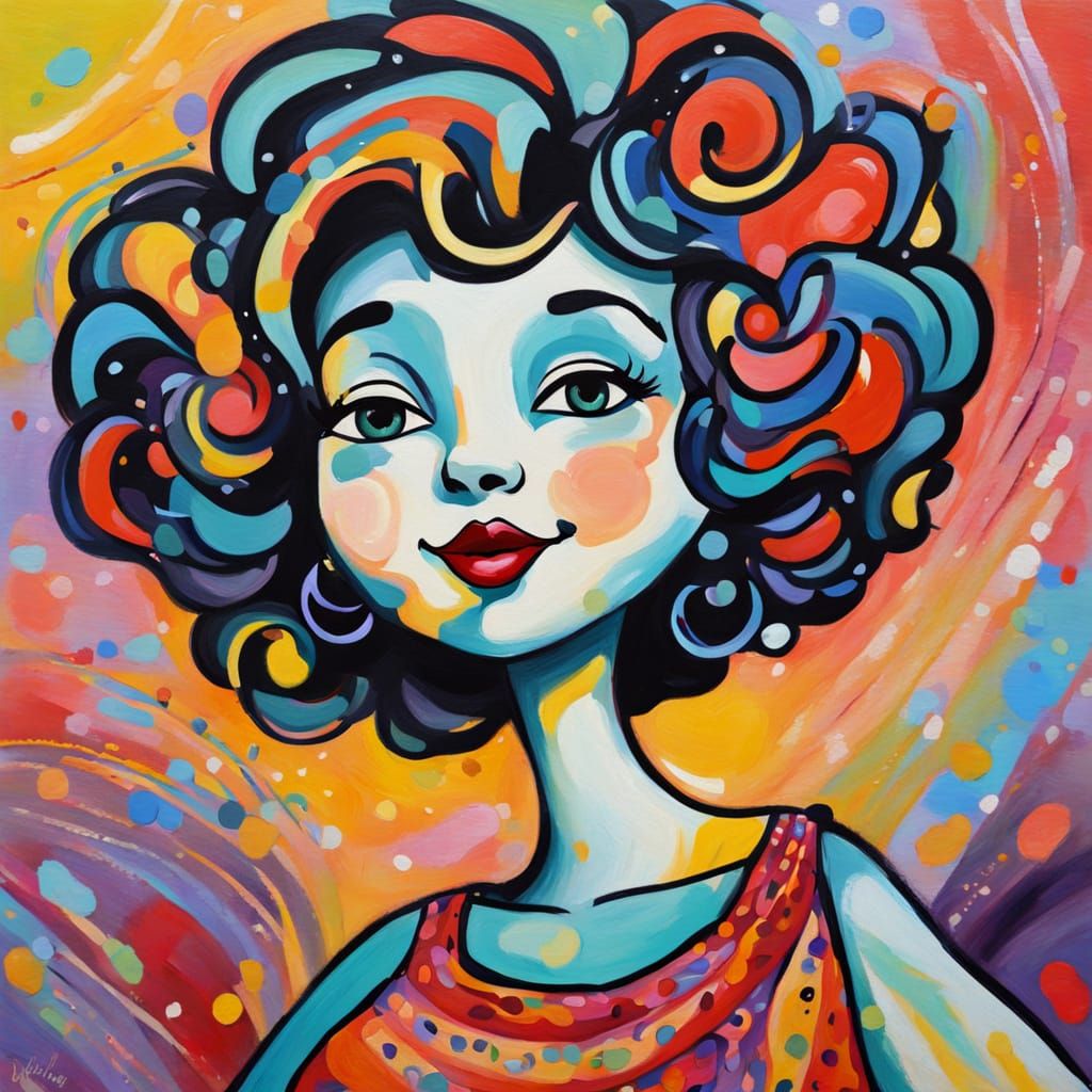 Betty Boop Sings: Vibrant Acrylic Cartoon Art