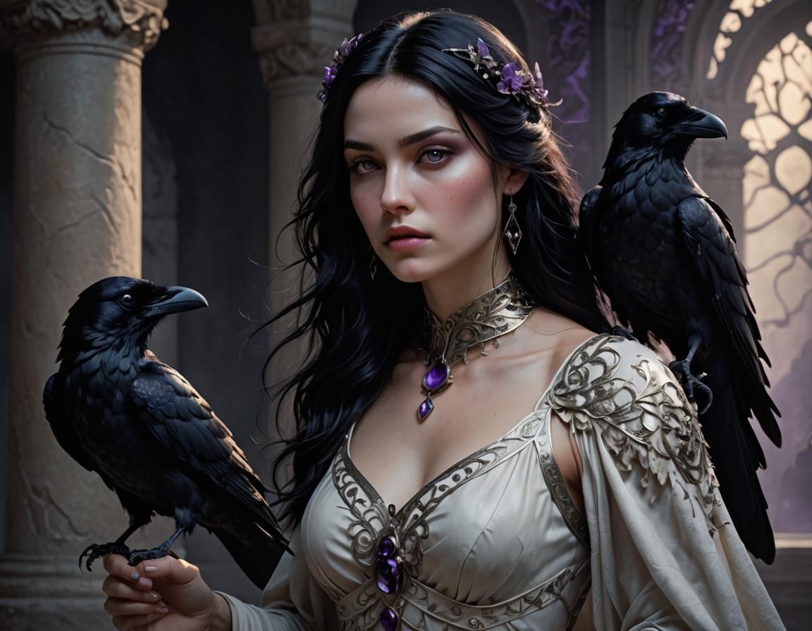 Mystical Woman with Amethyst Eyes: Vivid Digital Art