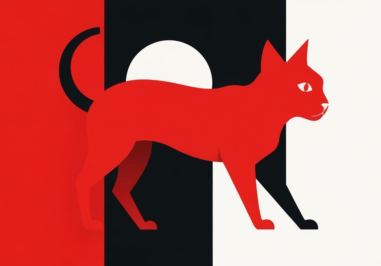 Abstract Cat Essence in Suprematist Style