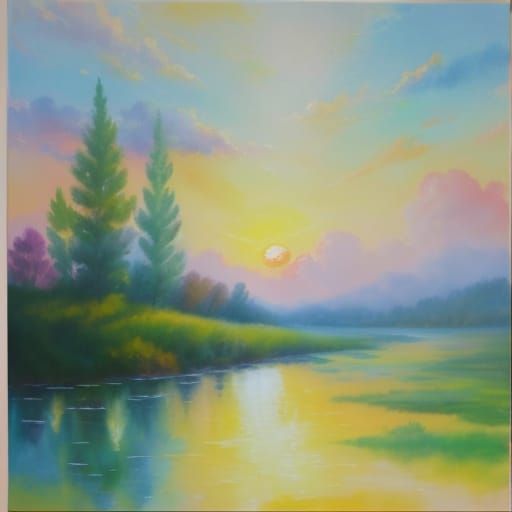 Heavenly Sunshine Beams Through Clouds in Neo-Impressionist ...