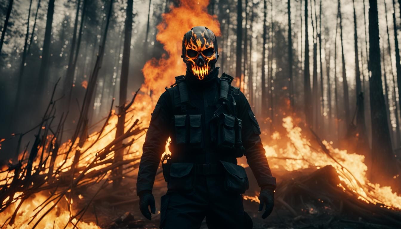 Fire Skull Mask in Burning World: Digital Matte Painting