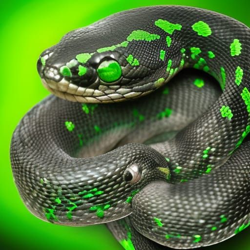 Hyperrealistic Emerald Pit Snake in Grayscale