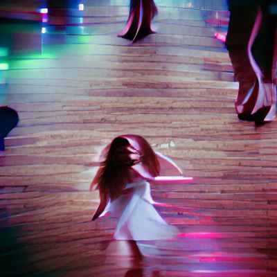 Dancing Silhouette on a Chaotic Dance Floor