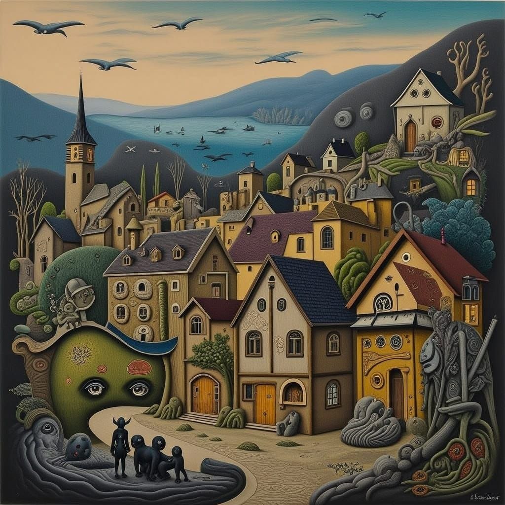 Bavarian Village Landscape in Romanticist Style