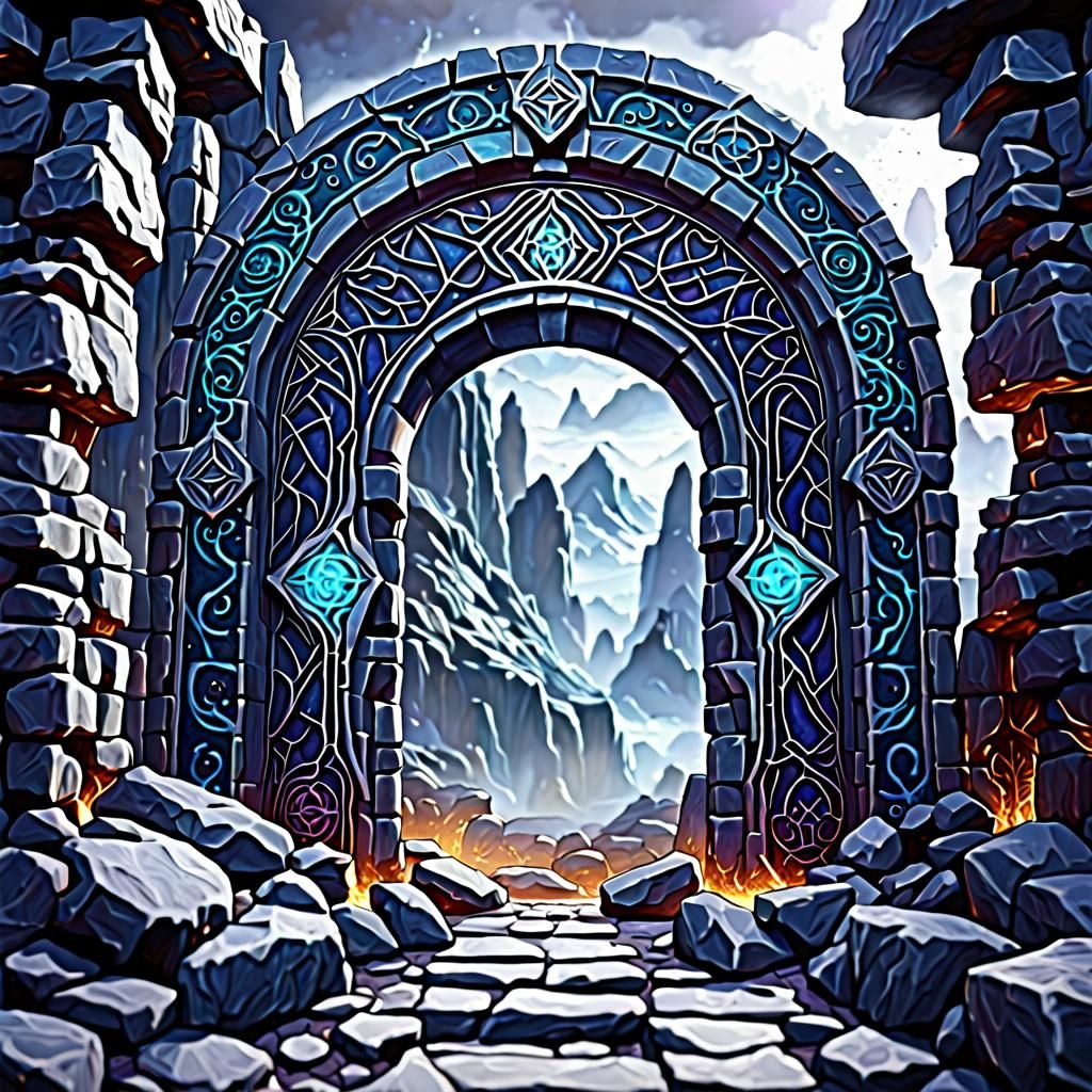 Ominous Rift Portal with Mystic Runes: Fantasy Concept Art