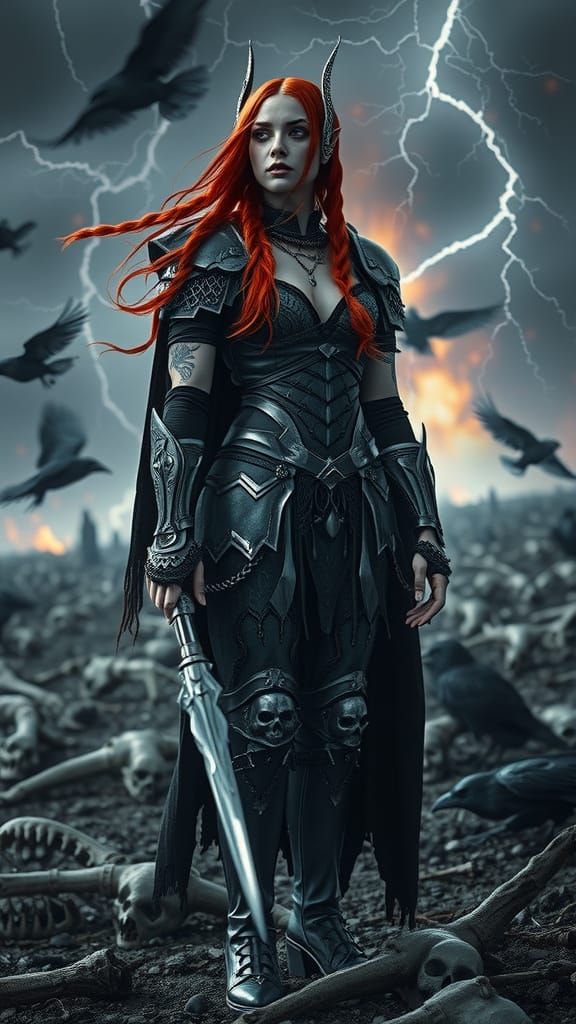 Gothic Valkyrie Summons Ravens on Battlefield