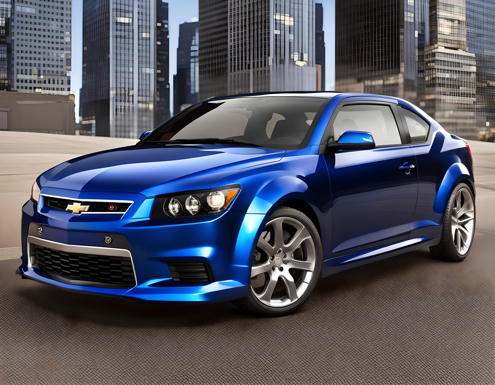Blue 2013 Chevrolet Scion tC Sports Car Render