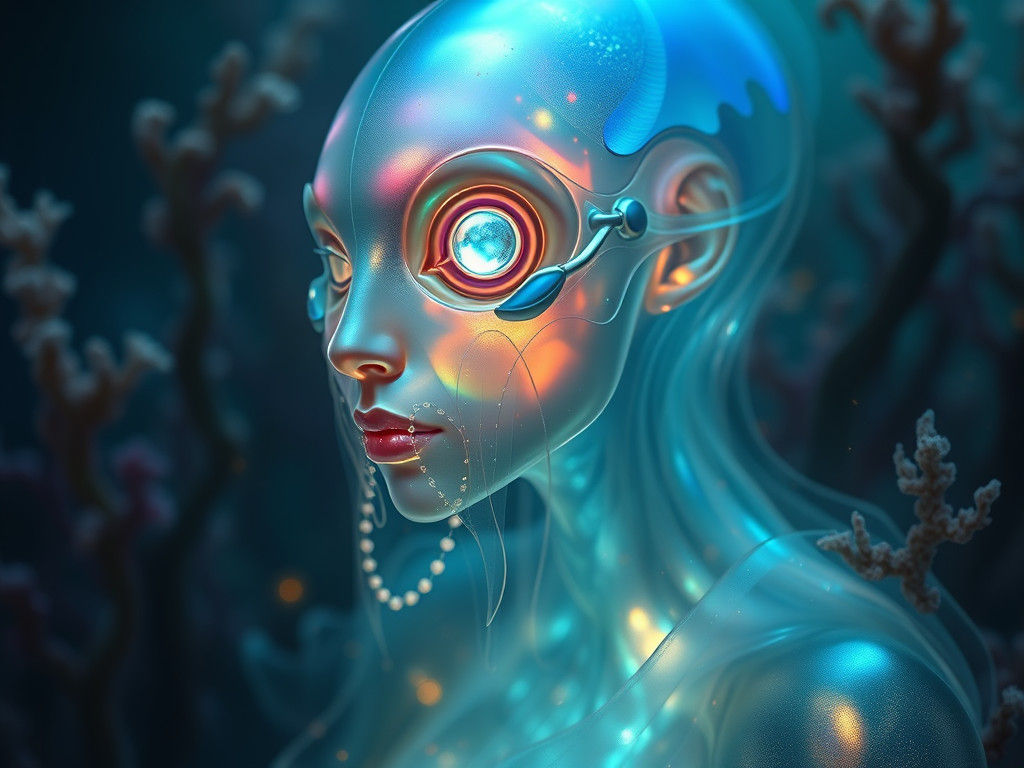 Ethereal Cuttlefish Being with Bioluminescent Organs