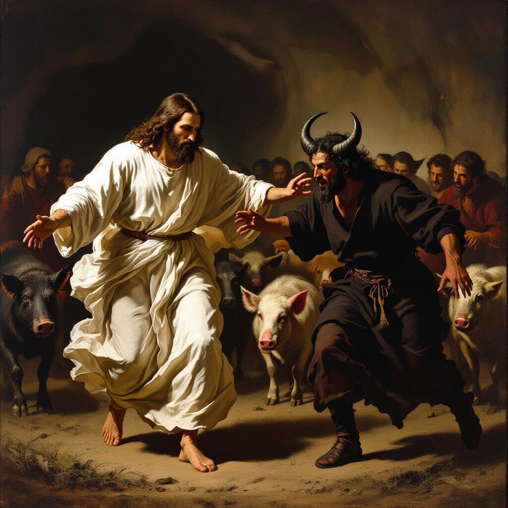 Jesus Drives Satan Out: Classical Religious Art