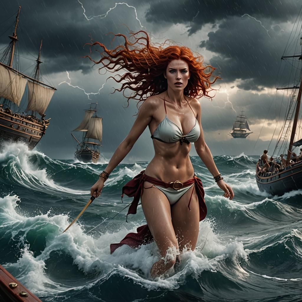Sirens in a Stormy Sea: Hyperrealistic Greek Myth
