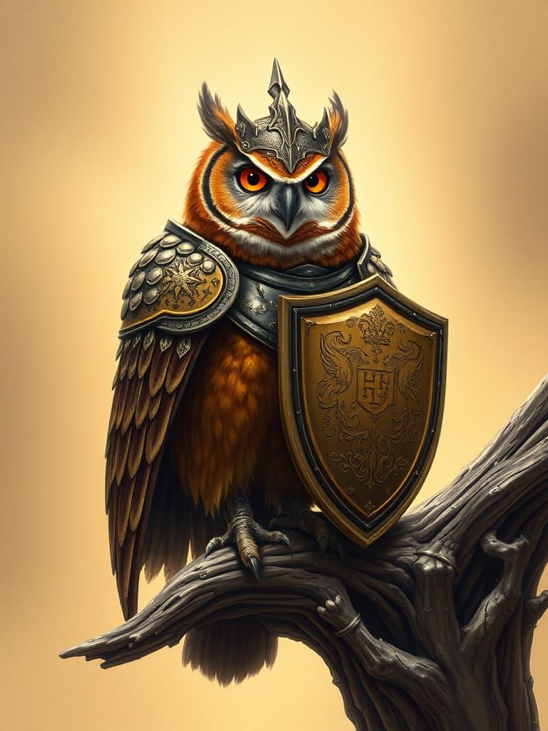Majestic Knight Owl in Regal Armor