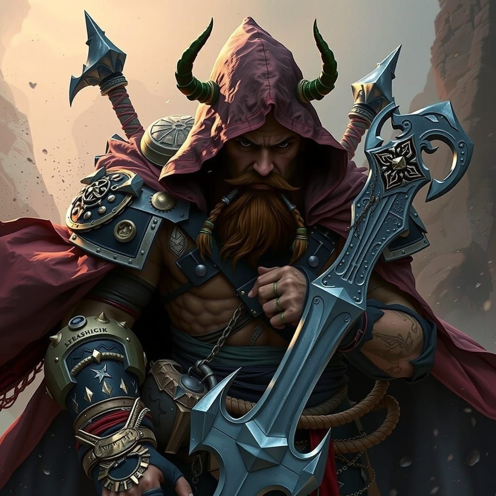 Half Orc Barbarian Warrior in Epic Fantasy Cloak