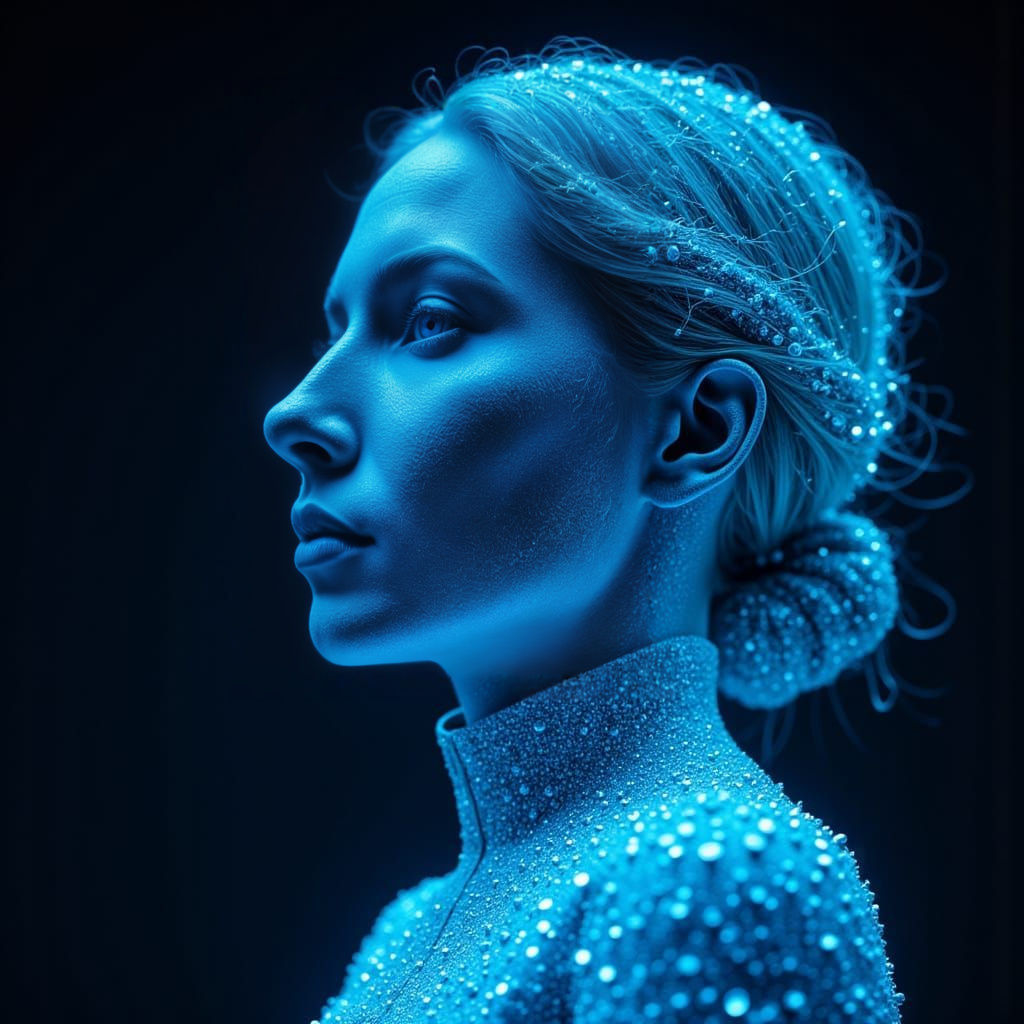 Enigmatic Blue Portrait of Glass and Light
