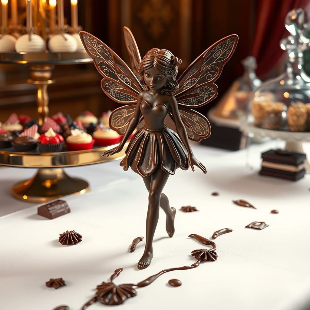 Chocolate Fairy on Dessert Table, Golden Lighting