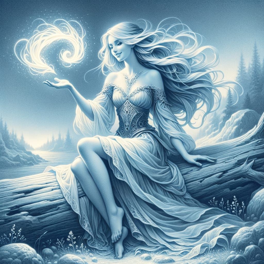Norse Goddess with Ethereal Wisp in Fantasy Art