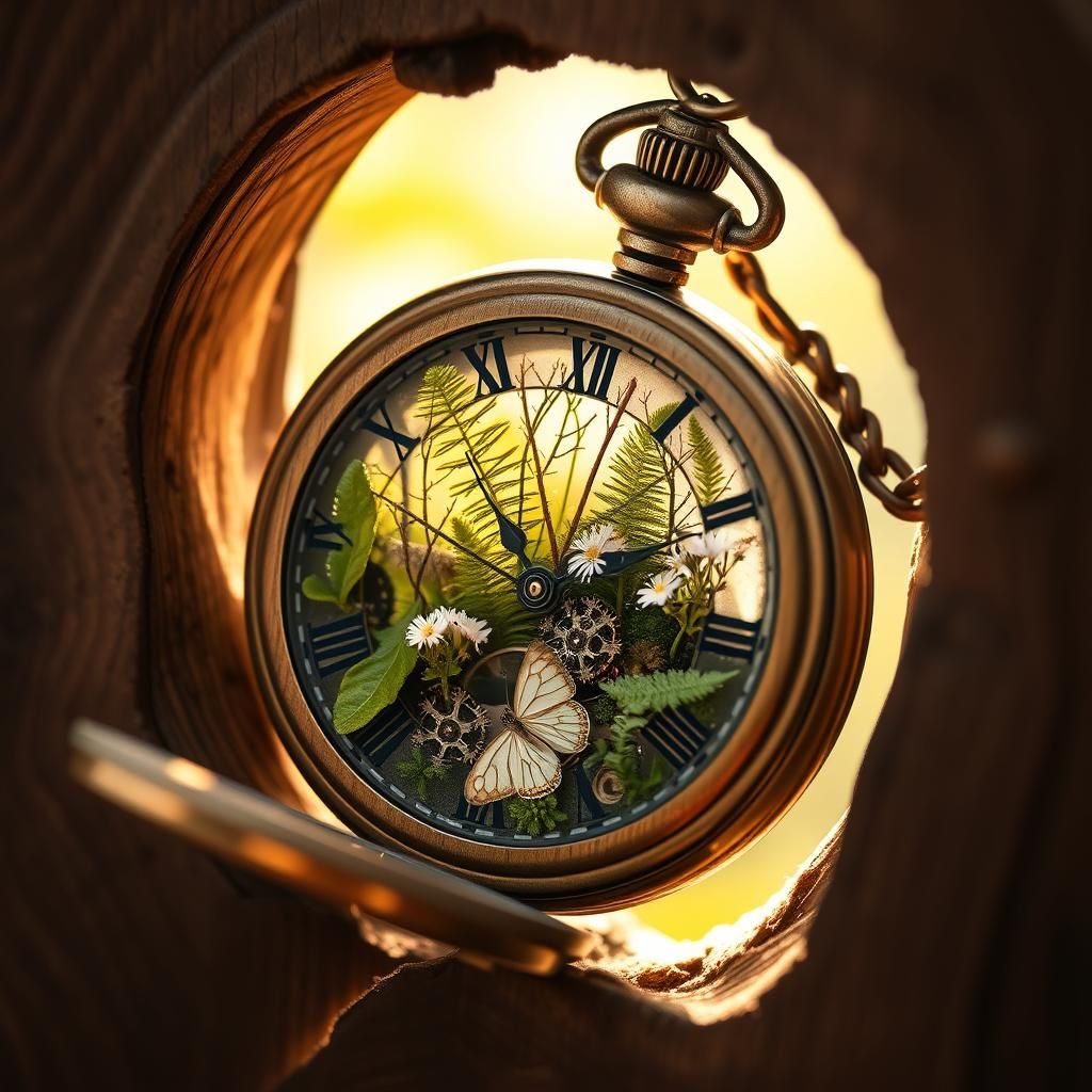 Miniature Forest Thriving Inside Vintage Pocket Watch