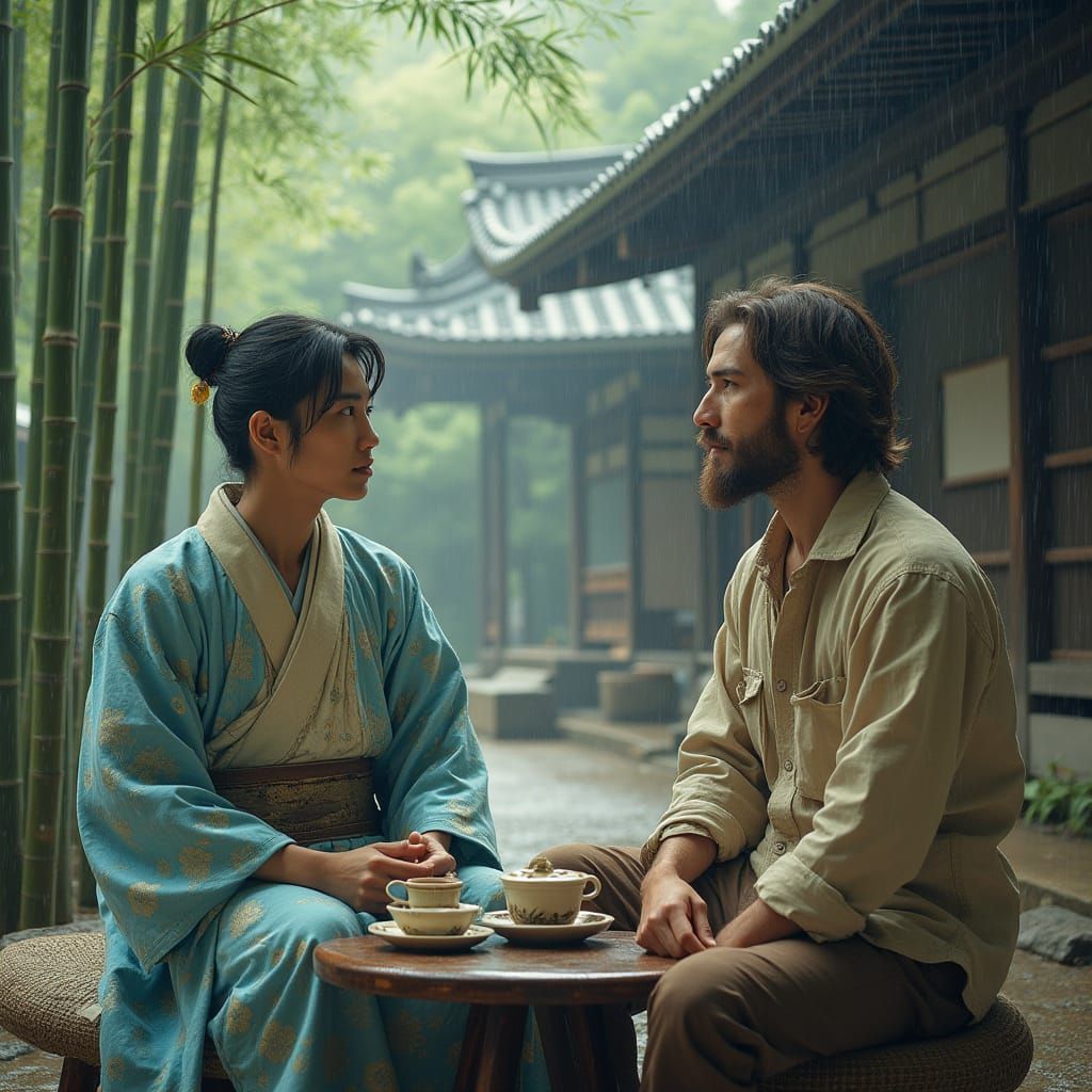Surreal Encounter of East and West in a Tranquil Shinto Sett...