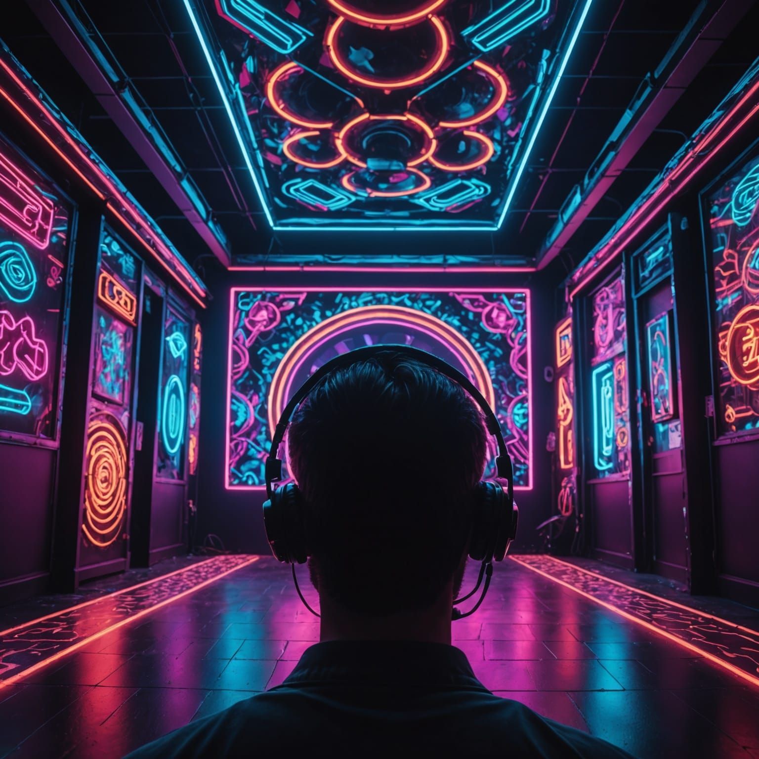 Hyperrealistic Neon Rave Party in Vibrant Colors