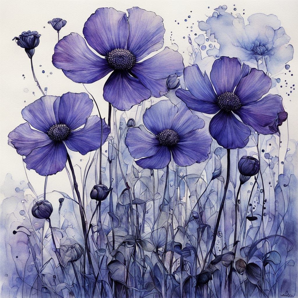 abstract violet flowers