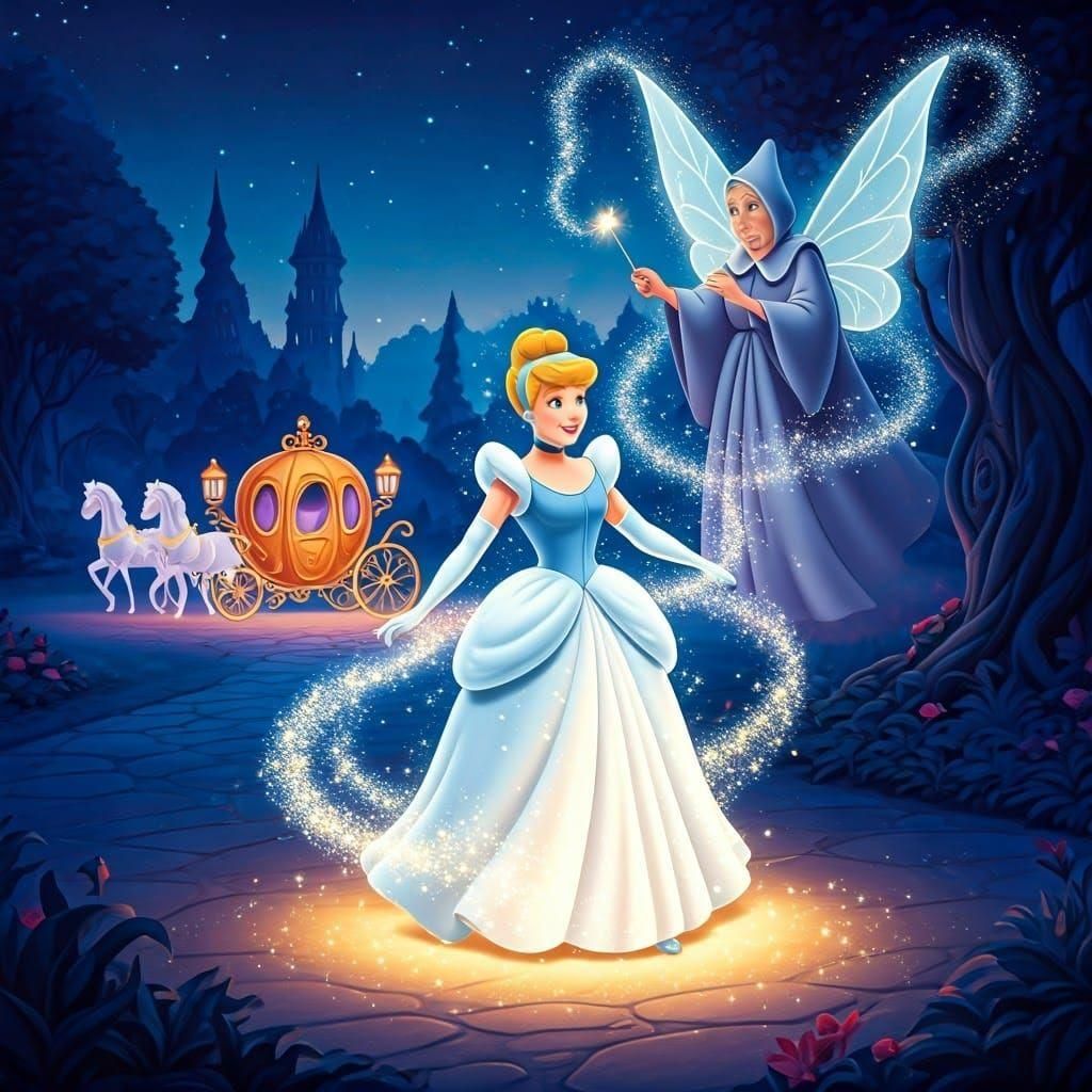 Cinderella's Magical Transformation by the Fairy Godmother