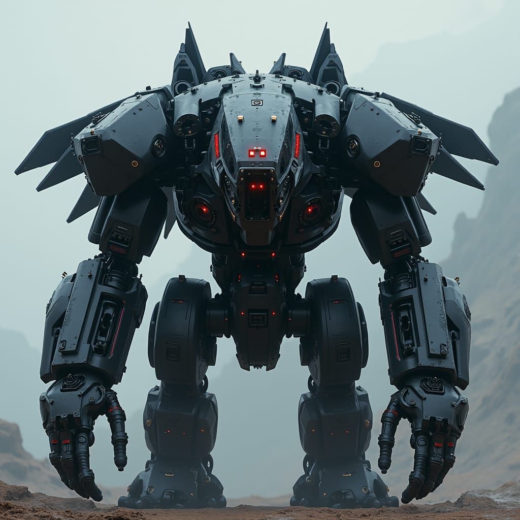 Menacing Robotic Exoskeleton with Cannons and Miniguns