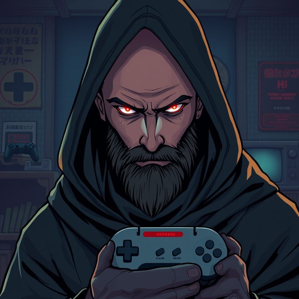 Mysterious Hooded Magician in Dark Fantasy Anime Style